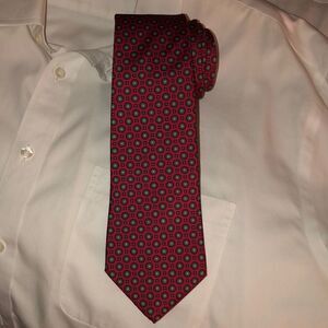 American Traditions Italian Silk Red Gold Navy Ivory Medallions Tie